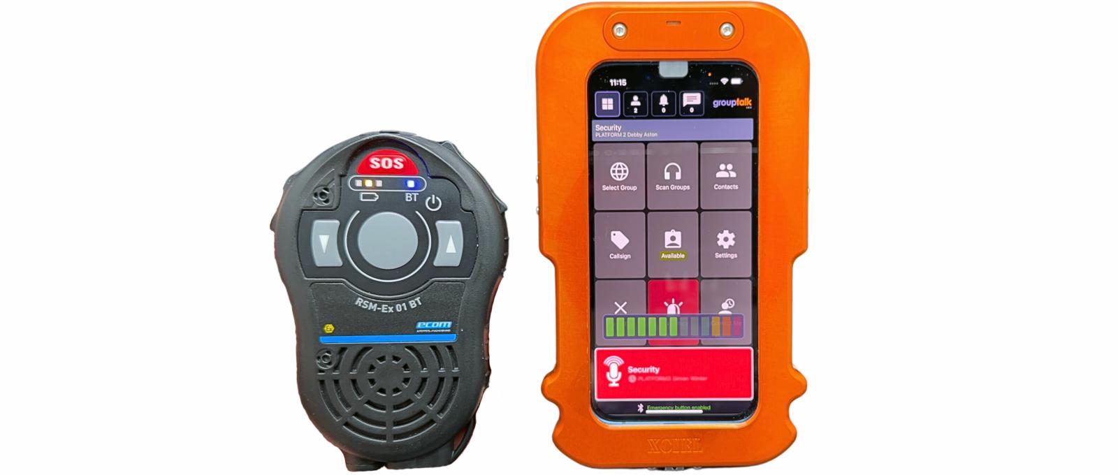 ATEX Remote Speaker Microphone med ATEX case Zone 1 och iPhone med GroupTalk