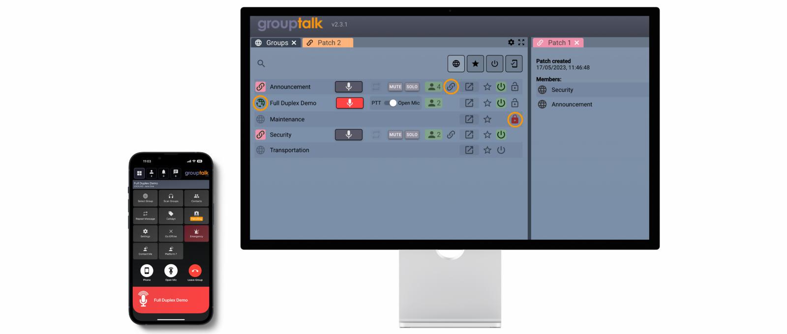 GroupTalks produktnyheter PC Dispatcher, full duplex, group locking och patching