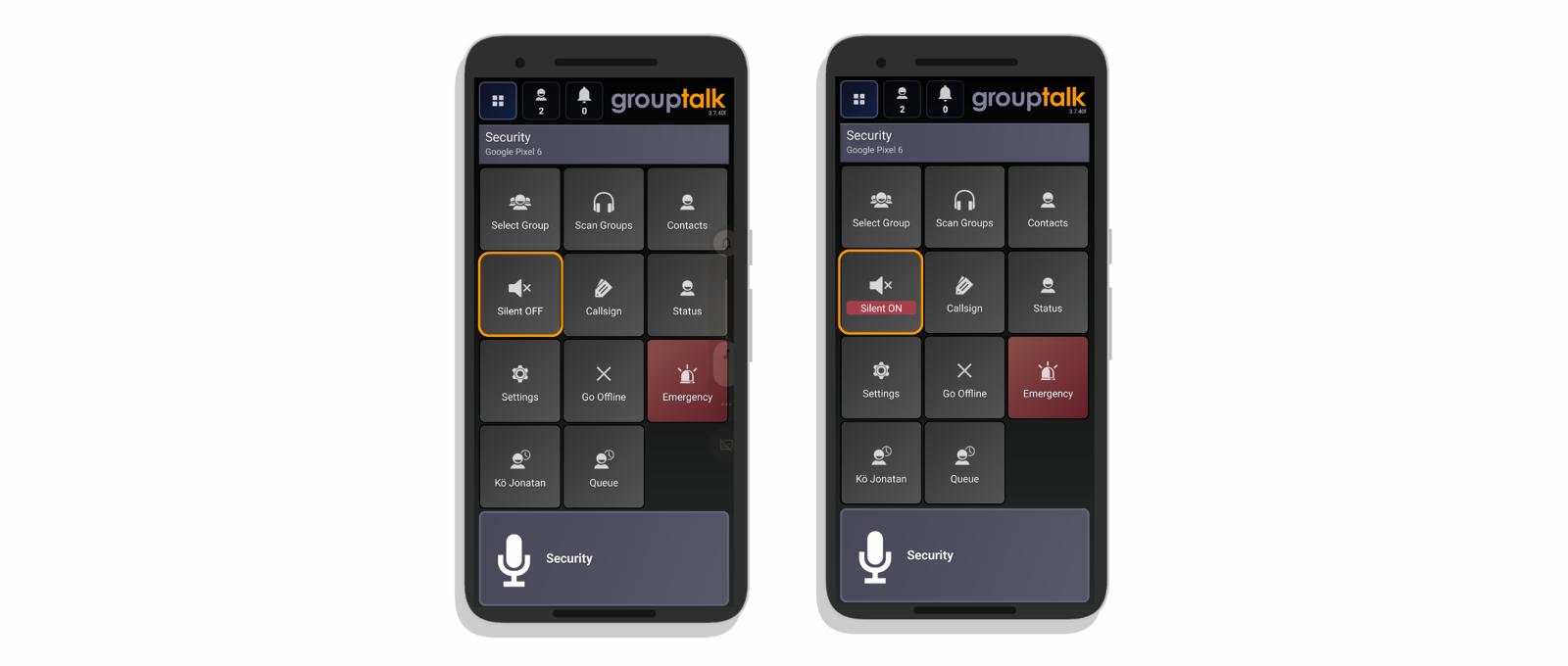 GroupTalk silent mode tyst läge funktion i android