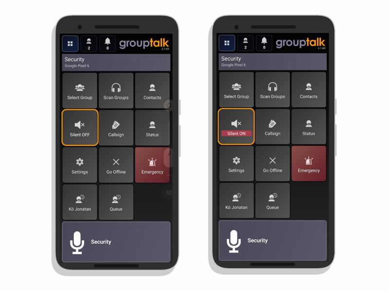 GroupTalk silent mode tyst läge funktion i android