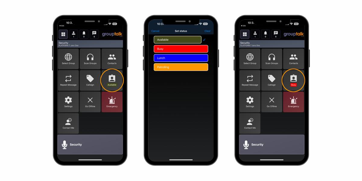 GroupTalk app men funktionen user status