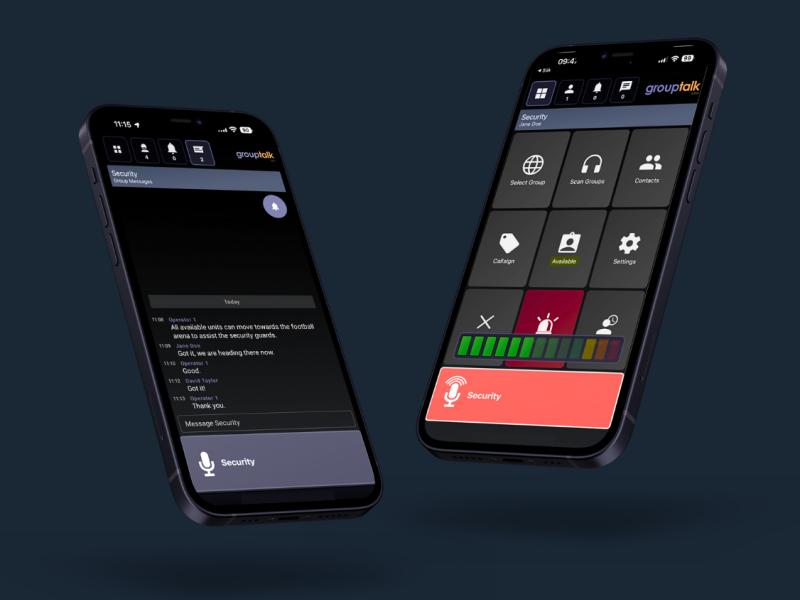 Smartphone med GroupTalk appen push to talk