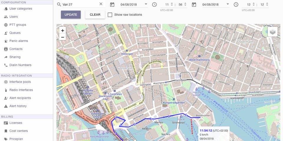 grouptalk gps positionering